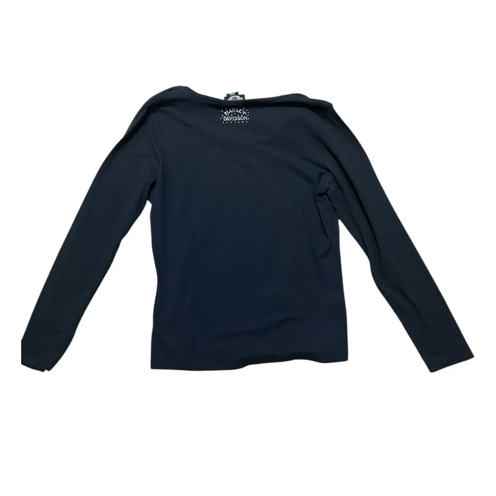 Harley-Davidson Navy Long Sleeve Tee with Skull Motif - Picture 2 of 7